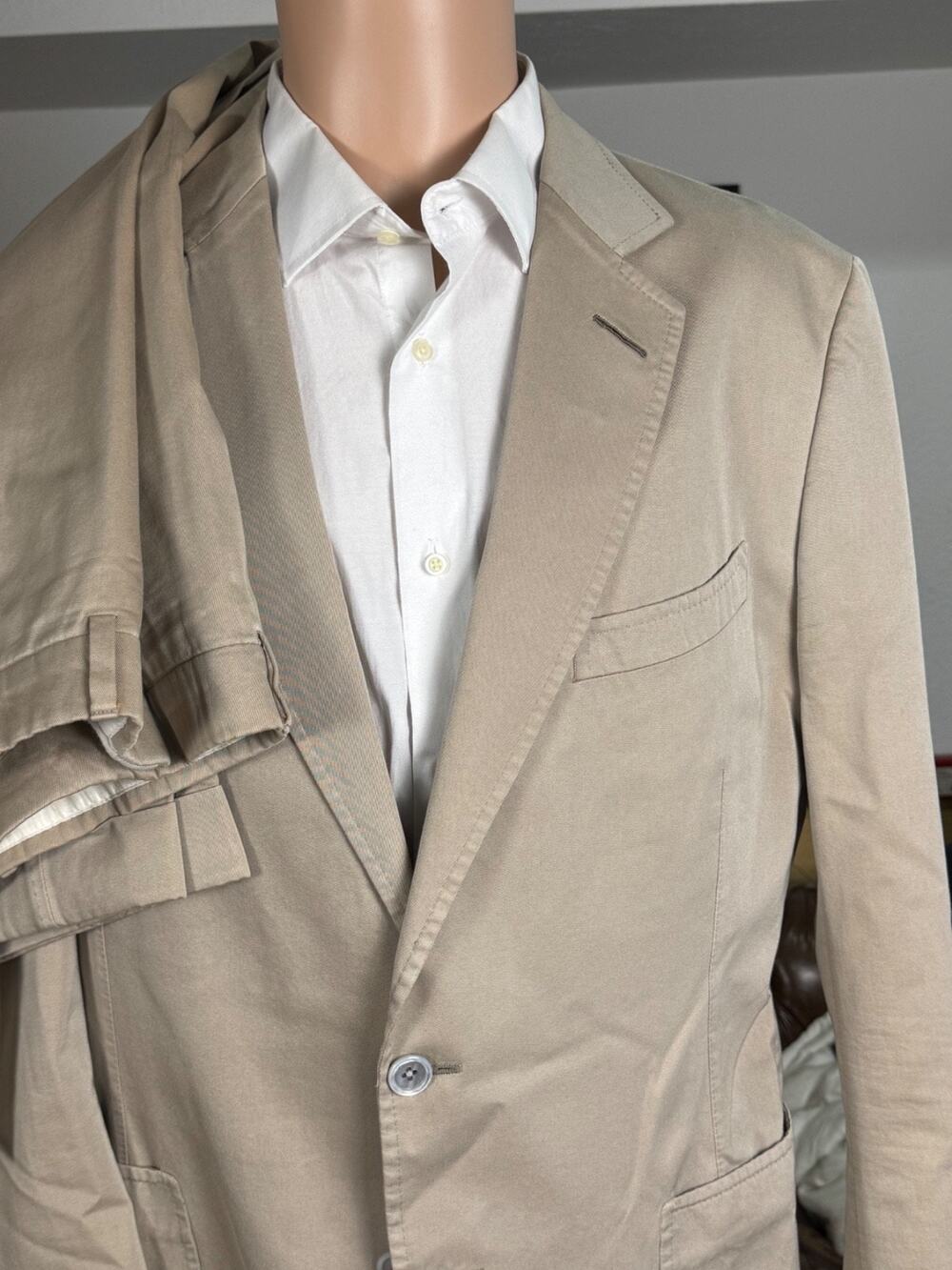 Tom Ford 2 Piece Summer Cotton Beige Tan Suit 54L 44L US Men's 38x32 trousers
